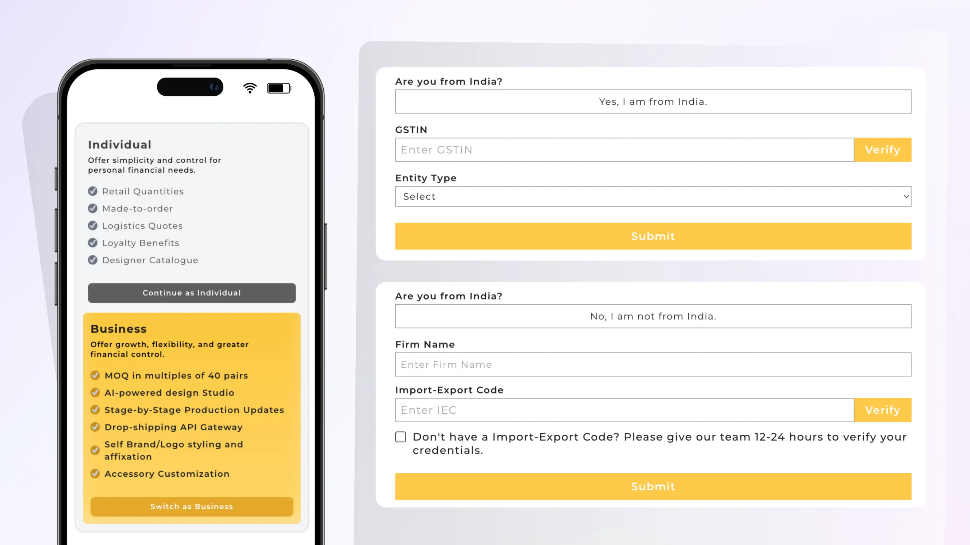 Accounts interface